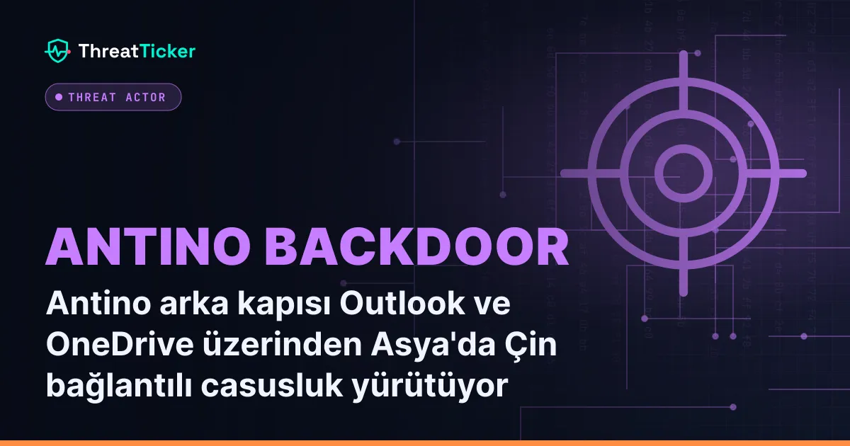 Antino arka kapısı Outlook ve OneDrive üzerinden Asya'da Çin bağlantılı casusluk yürütüyor