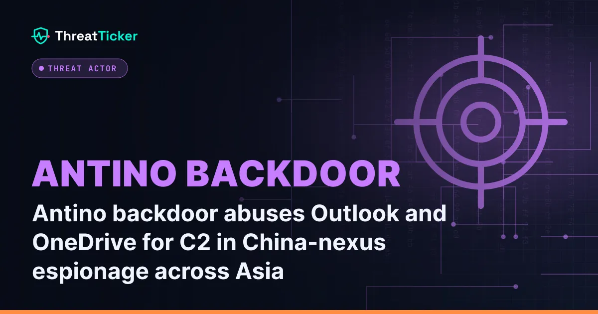 Antino backdoor abuses Outlook and OneDrive for C2 in China-nexus espionage across Asia
