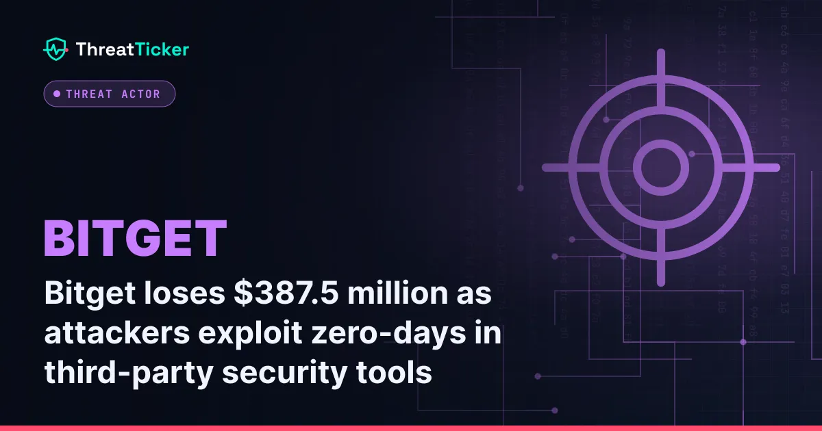 Bitget loses $387.5 million as attackers exploit zero-days in third-party security tools