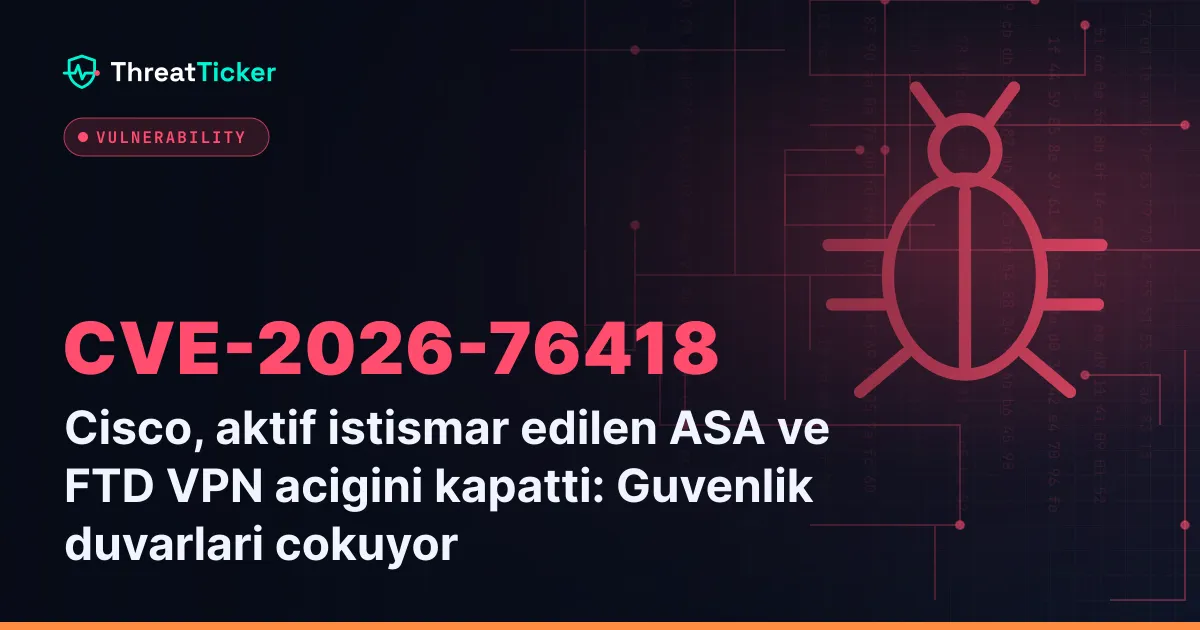 Cisco, aktif istismar edilen ASA ve FTD VPN acigini kapatti: Guvenlik duvarlari cokuyor