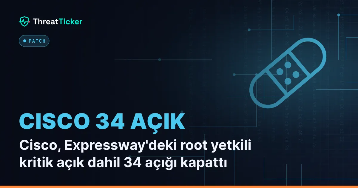 Cisco, Expressway'deki root yetkili kritik açık dahil 34 açığı kapattı
