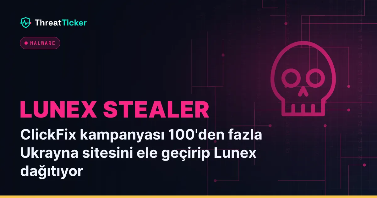 ClickFix kampanyası 100'den fazla Ukrayna sitesini ele geçirip Lunex dağıtıyor