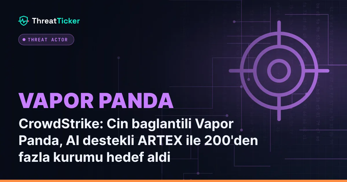 CrowdStrike: Cin baglantili Vapor Panda, AI destekli ARTEX ile 200'den fazla kurumu hedef aldi