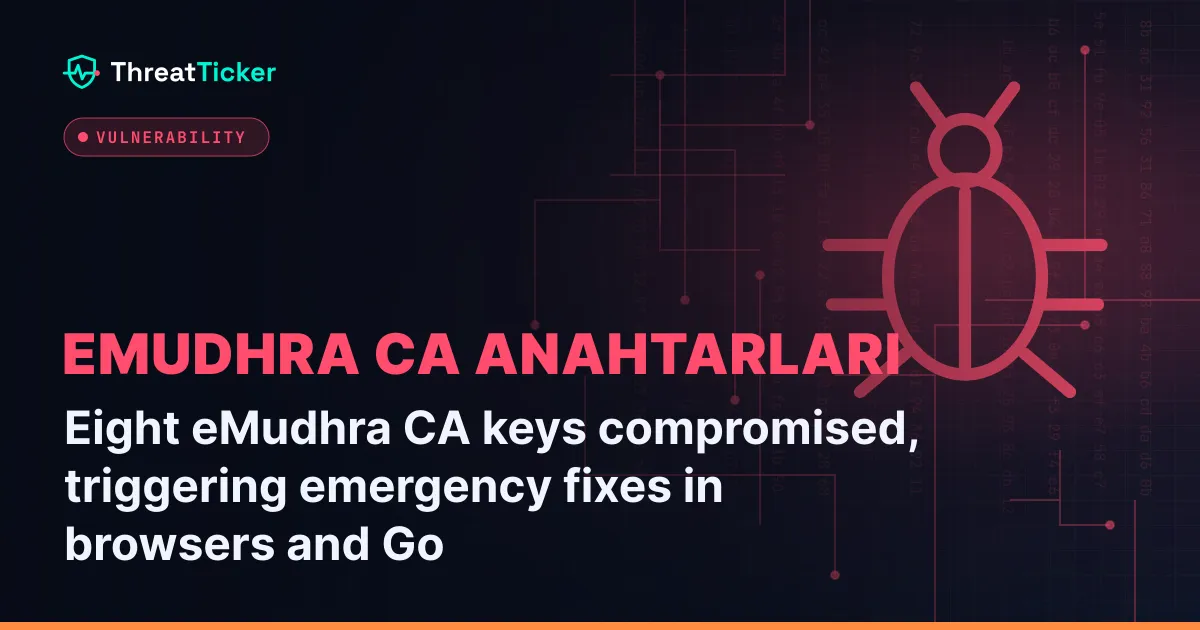 Eight eMudhra CA keys compromised, triggering emergency fixes in browsers and Go