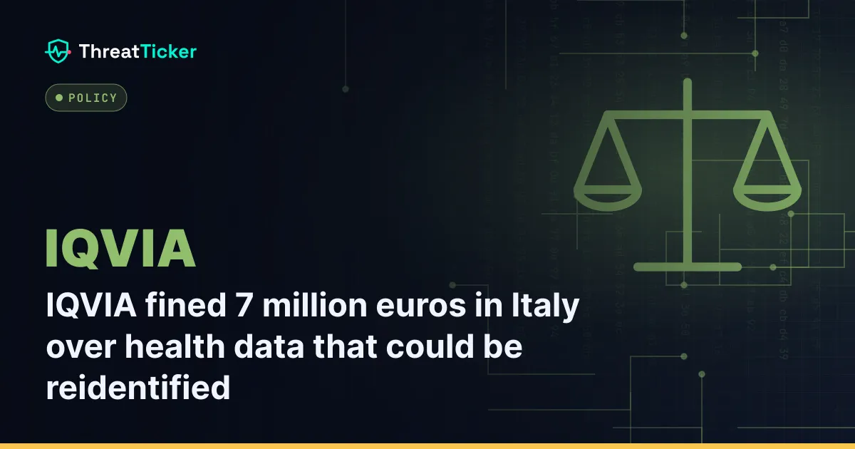 IQVIA fined 7 million euros in Italy over health data that could be reidentified