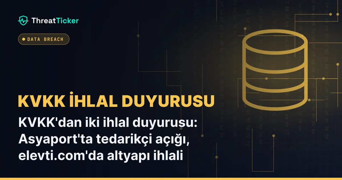 KVKK'dan iki ihlal duyurusu: Asyaport'ta tedarikçi açığı, elevti.com'da altyapı ihlali