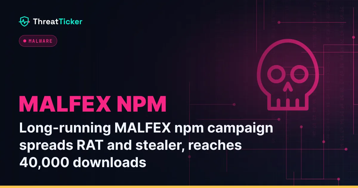 Long-running MALFEX npm campaign spreads RAT and stealer, reaches 40,000 downloads