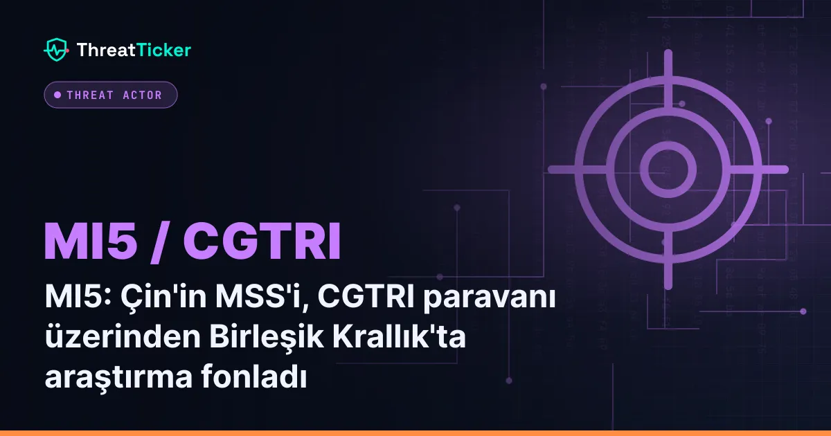MI5: Çin'in MSS'i, CGTRI paravanı üzerinden Birleşik Krallık'ta araştırma fonladı