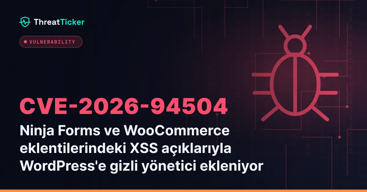 Ninja Forms ve WooCommerce eklentilerindeki XSS açıklarıyla WordPress'e gizli yönetici ekleniyor
