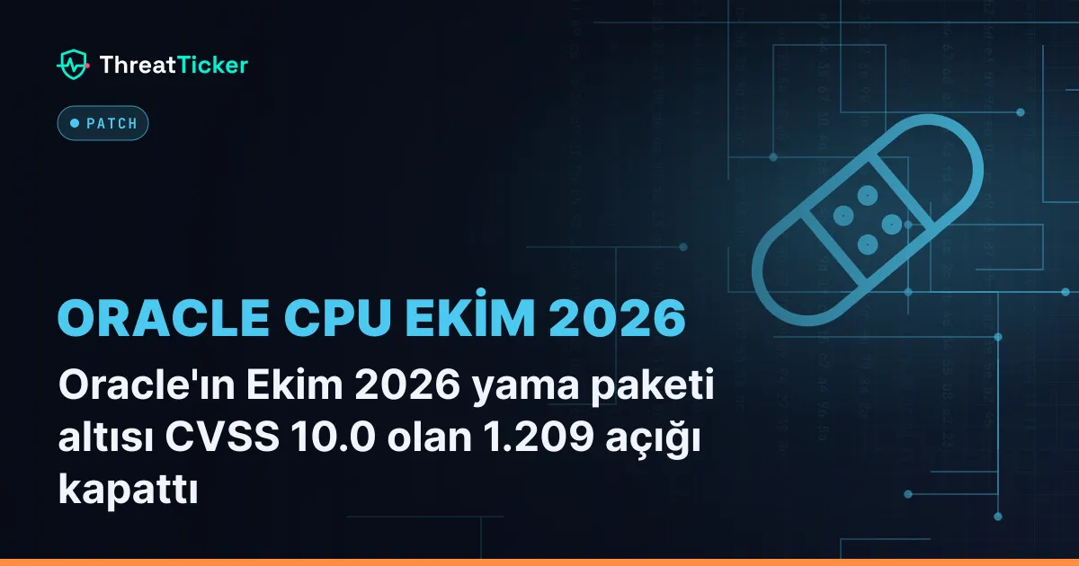 Oracle'ın Ekim 2026 yama paketi altısı CVSS 10.0 olan 1.209 açığı kapattı