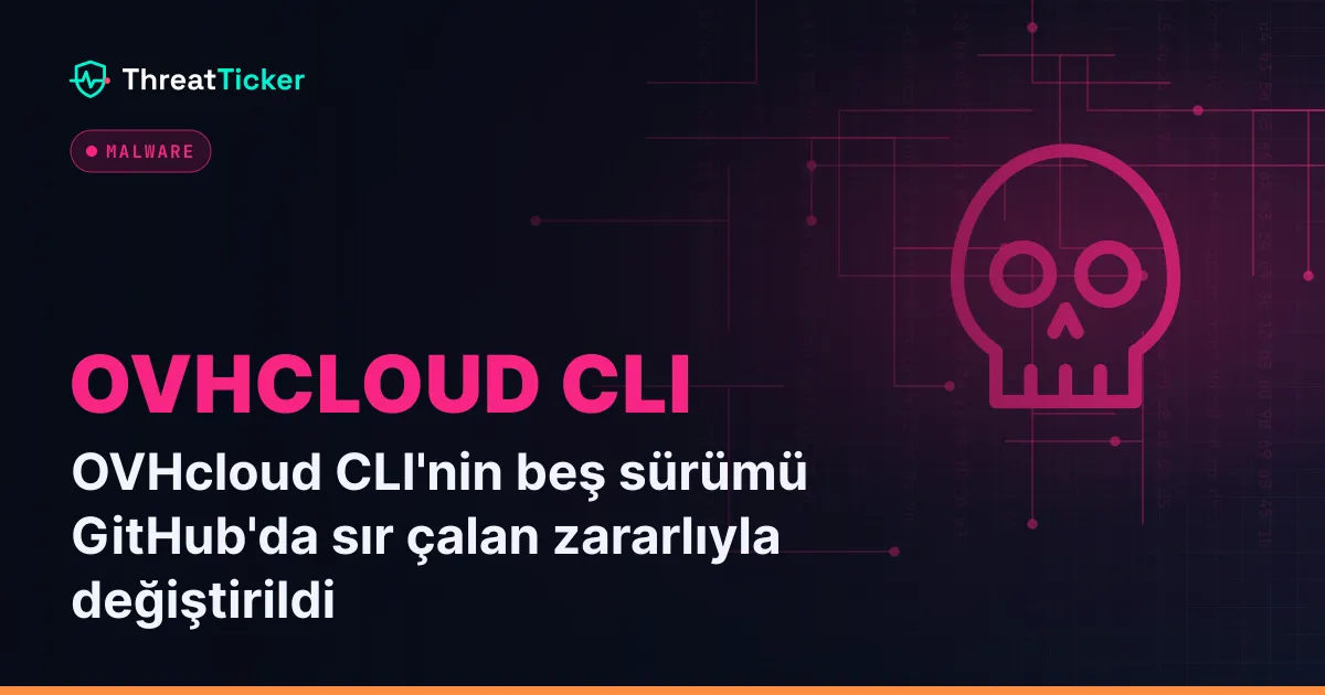 OVHcloud CLI'nin beş sürümü GitHub'da sır çalan zararlıyla değiştirildi