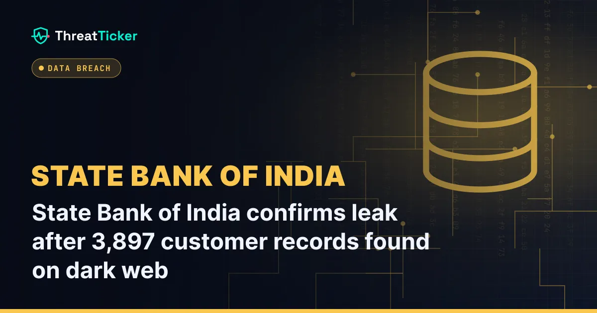 State Bank of India confirms leak after 3,897 customer records found on dark web