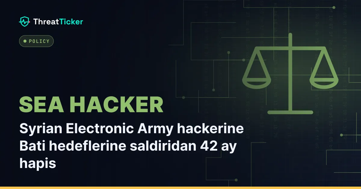 Syrian Electronic Army hackerine Bati hedeflerine saldiridan 42 ay hapis