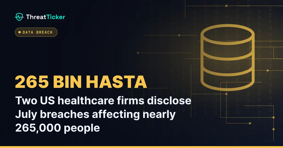 Two US healthcare firms disclose July breaches affecting nearly 265,000 people