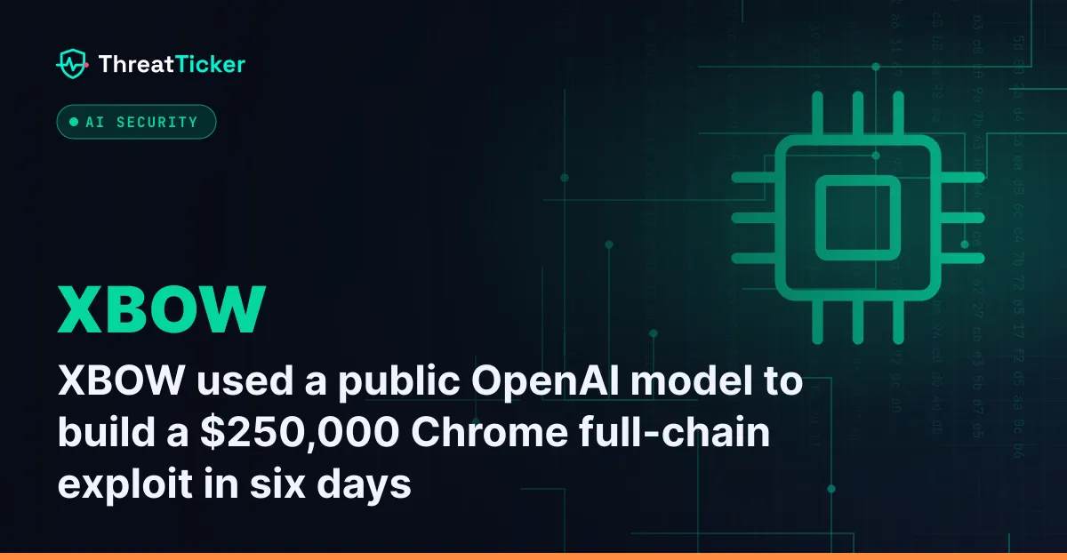 XBOW used a public OpenAI model to build a $250,000 Chrome full-chain exploit in six days