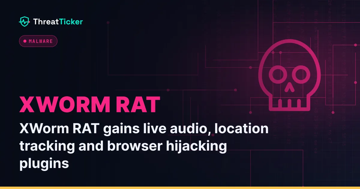XWorm RAT gains live audio, location tracking and browser hijacking plugins